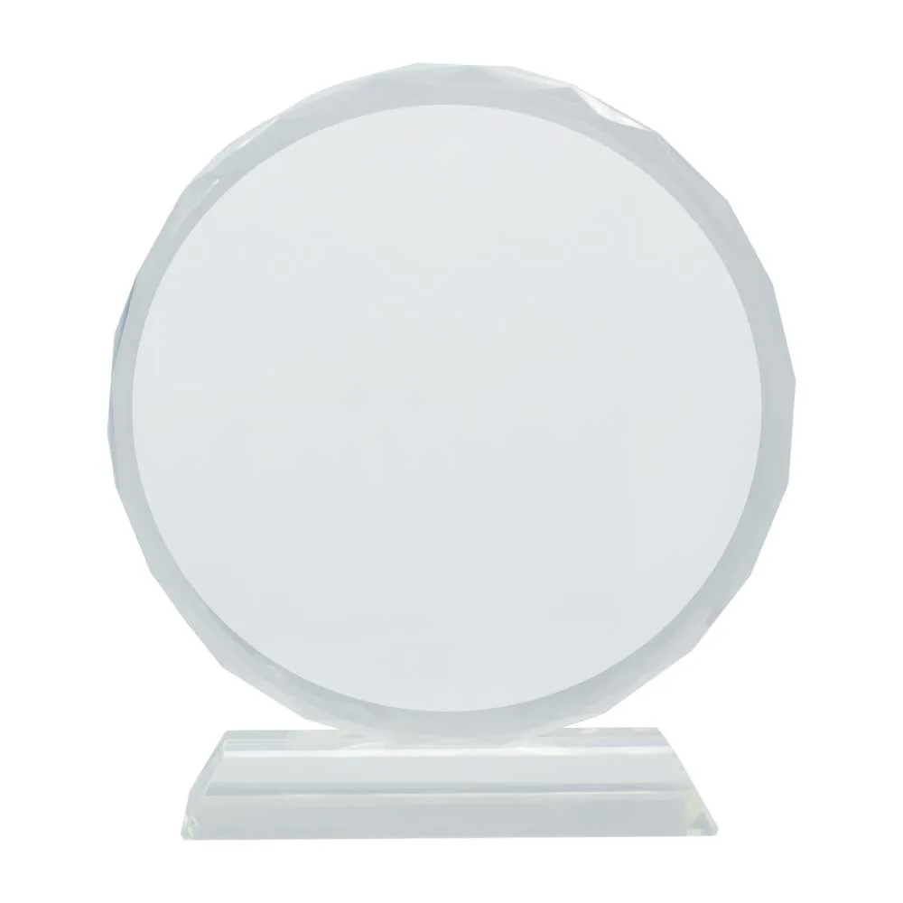Round Faceted Crystal Award on Clear Base