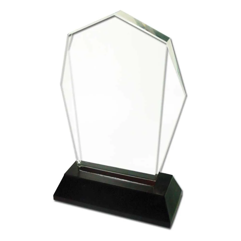 Faceted Shield Crystal Award on Black Base