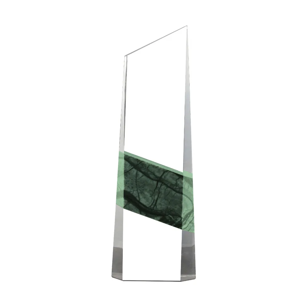 Slant-Top Crystal Award with Marble Band