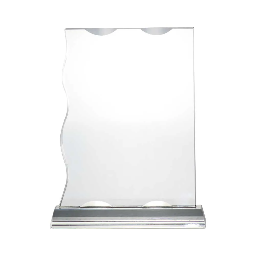 Wave-Edge Rectangular Crystal Award