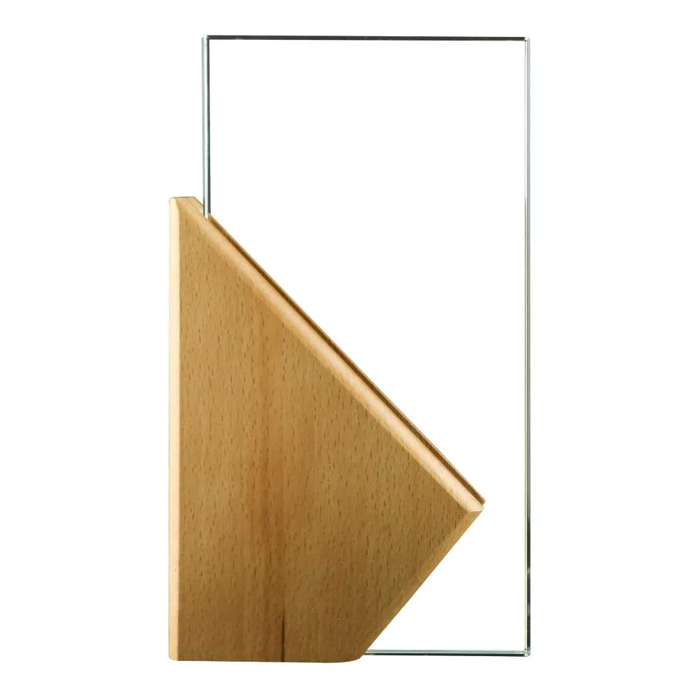 Crystal Award with Angular Wooden Side