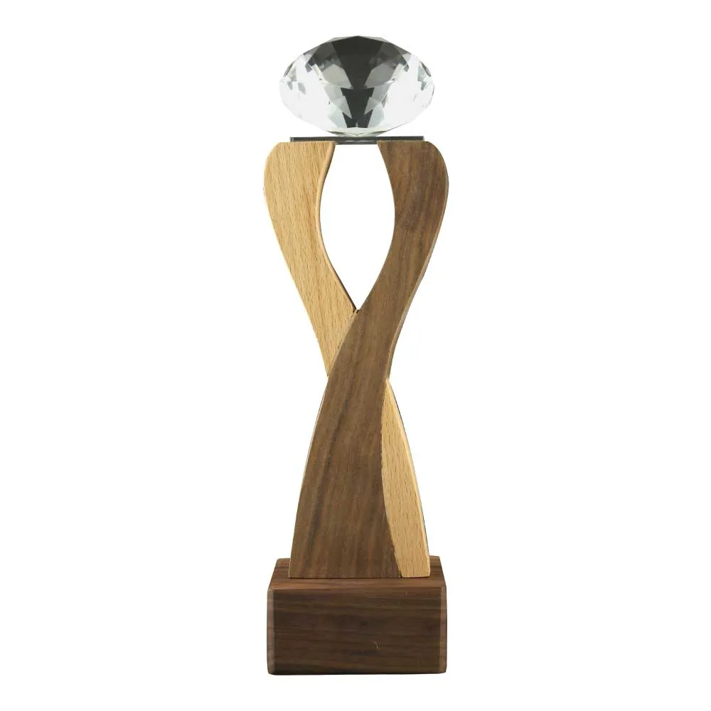 Wooden Trophy with Crystal Diamond