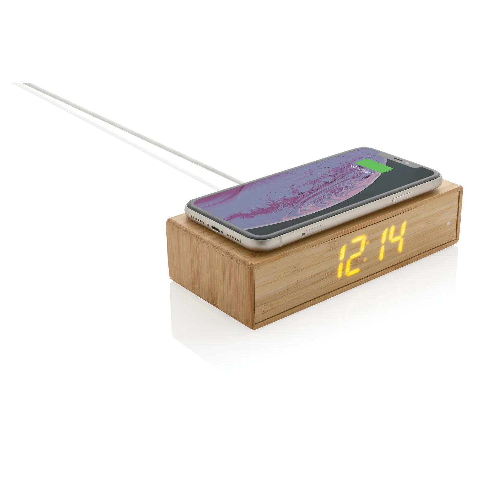 Bamboo Alarm Clock with Wireless Charger