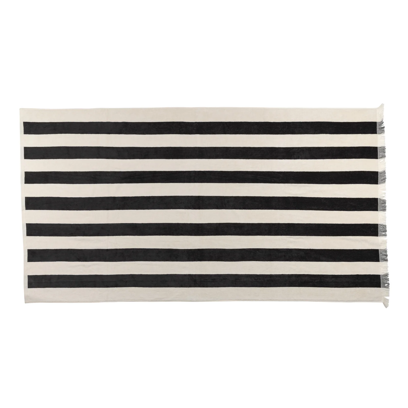 Striped Beach Towel with Fringed Edge
