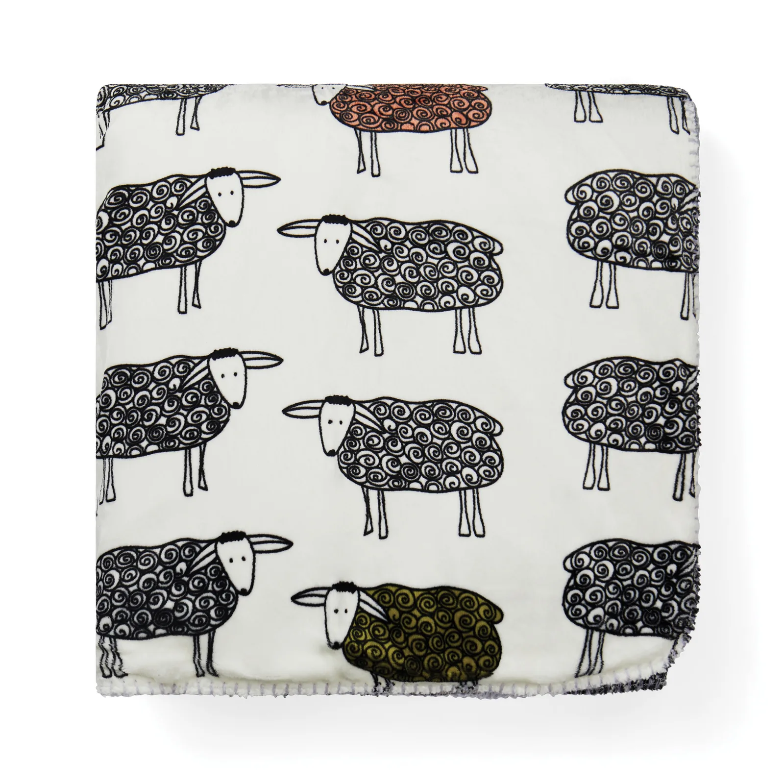 Sheep-Pattern Fleece Blanket