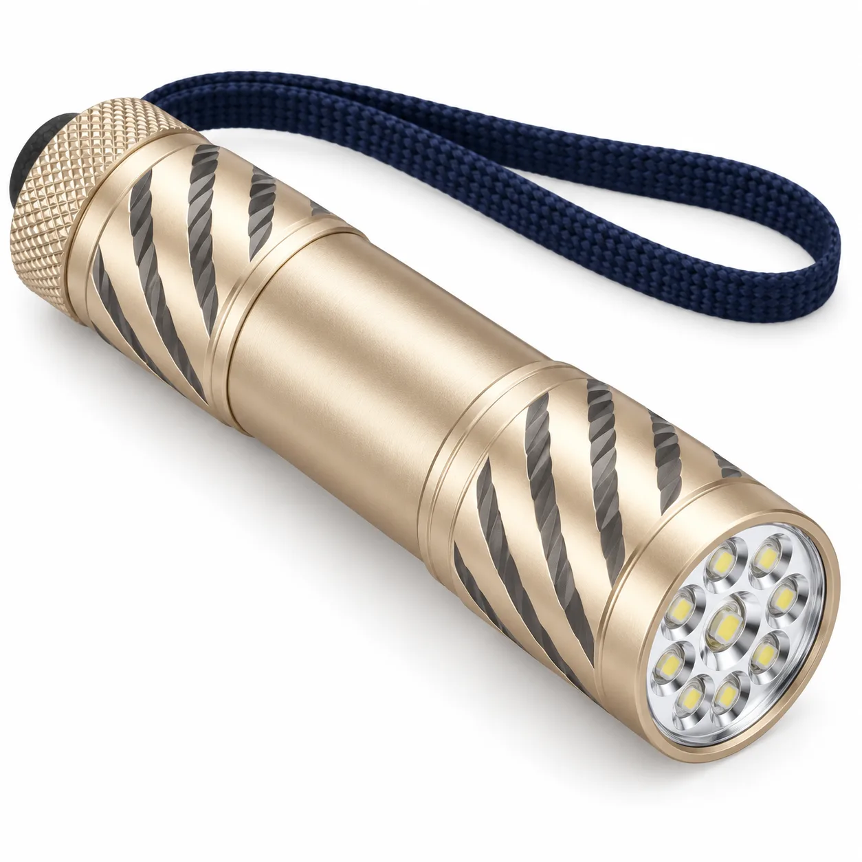Compact Nine-LED Flashlight with Wrist Strap