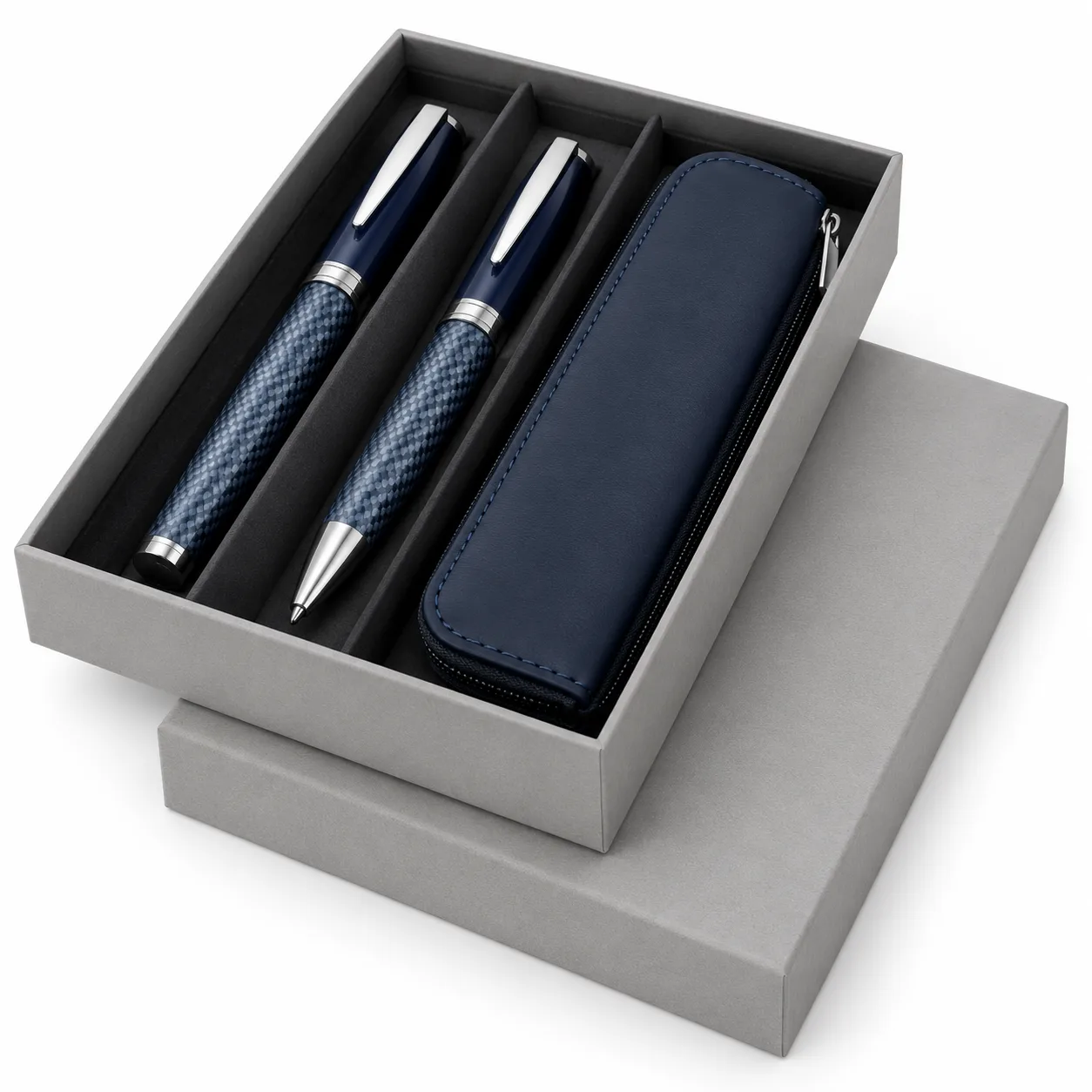 Carbon Ballpoint and Rollerball Gift Set